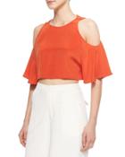 Teresa Cold-shoulder Crop Top, Orange