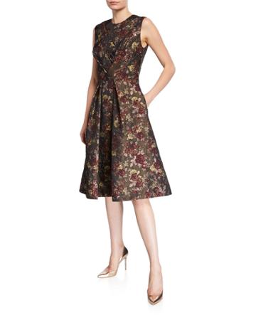 Adrianna Floral Jacquard Dress W/ Pockets