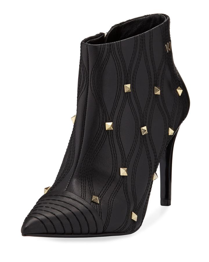 Studded And Stitched Leather Booties