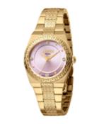 30mm Claudia Chain-bezel Watch W/ Bracelet, Gold/pink