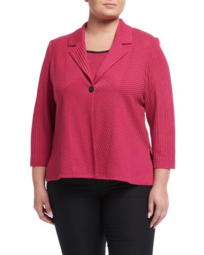 One-button Knit Jacket, Rose,