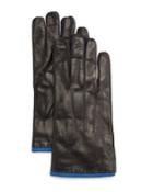 Perforated Leather Gloves, Black/skydiver