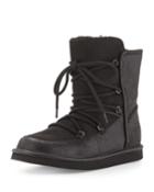 Lodge Fur-lined Lace-up Bootie, Black