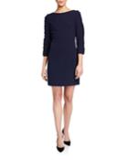 3/4-sleeve Crepe Sheath Dress W/ Lace Inset