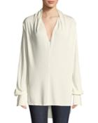 Joslin V-neck Blouson-sleeve High-low Top