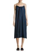 Printed Silk Cami Dress, Indigo/multi