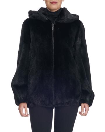 Hooded Mink Fur Parka Coat