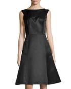 Cutout-back A-line Dress, Black