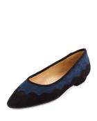 Gowyn Suede Scalloped Flat, Navy/black