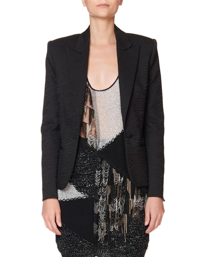 Tux Lapel Zebra-jacquard Blazer