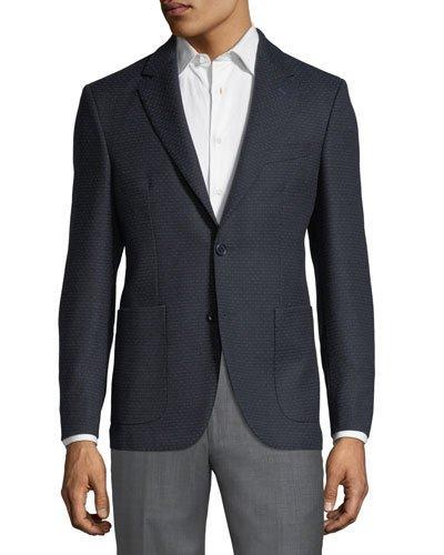 Cashmere Pin Dot Sport Coat, Navy