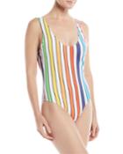 Aristi Scoop-neck Striped One-piece