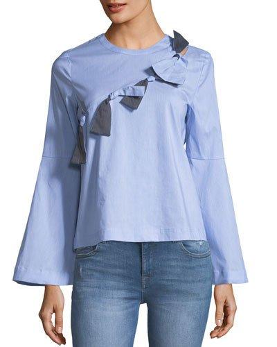 Bow-front Poplin Blouse
