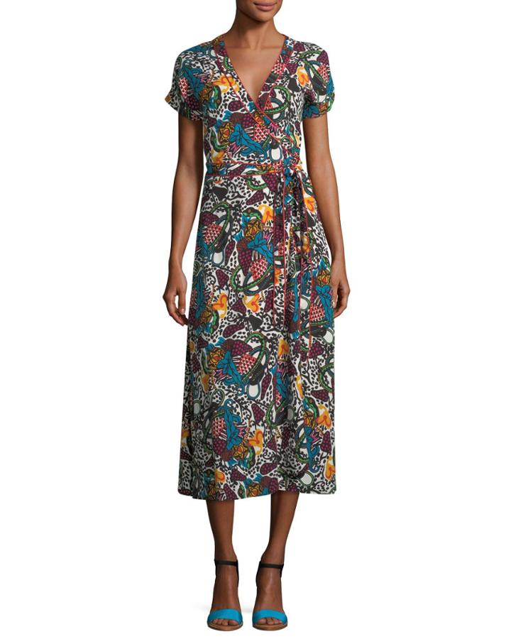 Serena V-neck Printed Wrap Dress