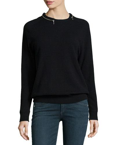 Zipper-neck Cashmere Top