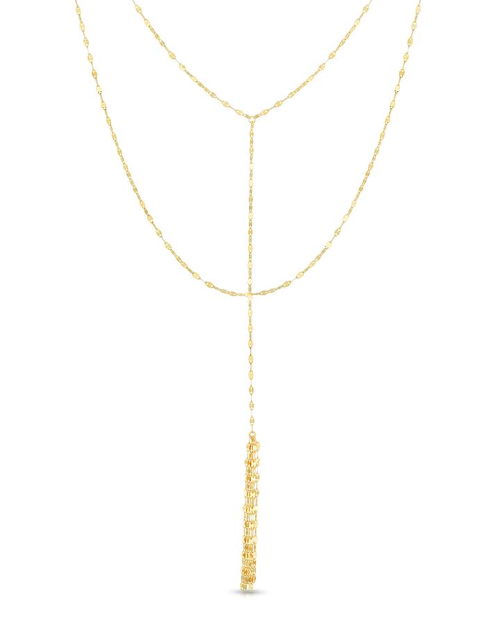 14k Italian Double-chain & Tassel Necklace