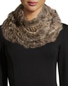 Jocelyn Rabbit-fur Colorblock Infinity Scarf, Taupe/tan, Women's, Truffle (d