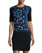 Leopard-print Sweater Dress, Royal Blue