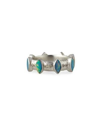 Boulder Opal & Champagne Diamond Stacking Ring,