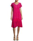 Halfrid Eyelet Dress With Chiffon Trim,
