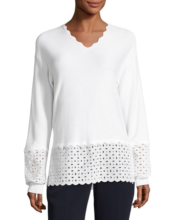 Mini Birdseye V-neck Eyelet