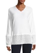 Mini Birdseye V-neck Eyelet