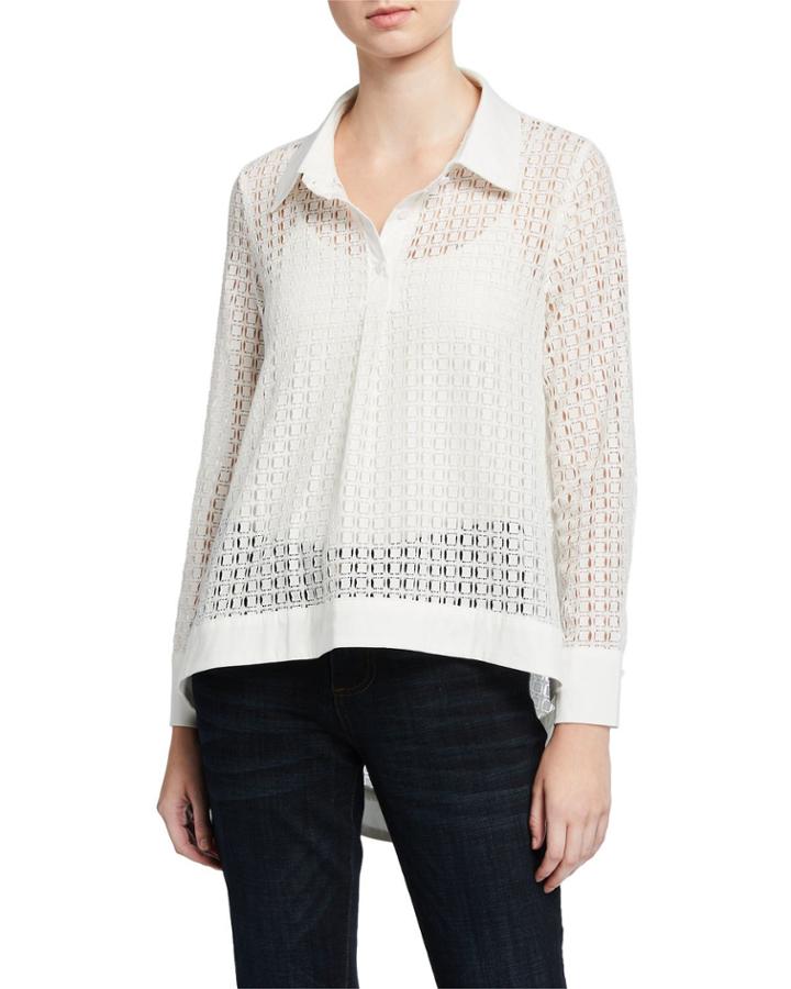 Square Lace High-low Blouse