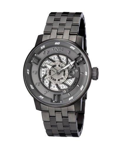 48mm Men's Motorcycle Sport Automatic Bracelet Watch, Dark Gray