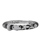 18k White Gold Diamond Pave Floral Bangle, Black