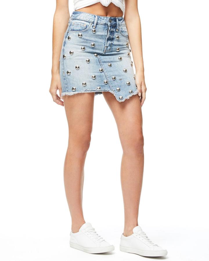 The Studded Asymmetric Mini Skirt - Inclusive