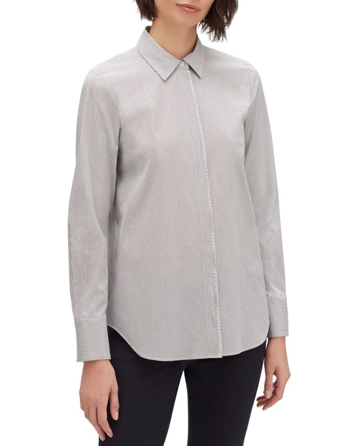 Scottie Urbania-stripe Button-front Blouse
