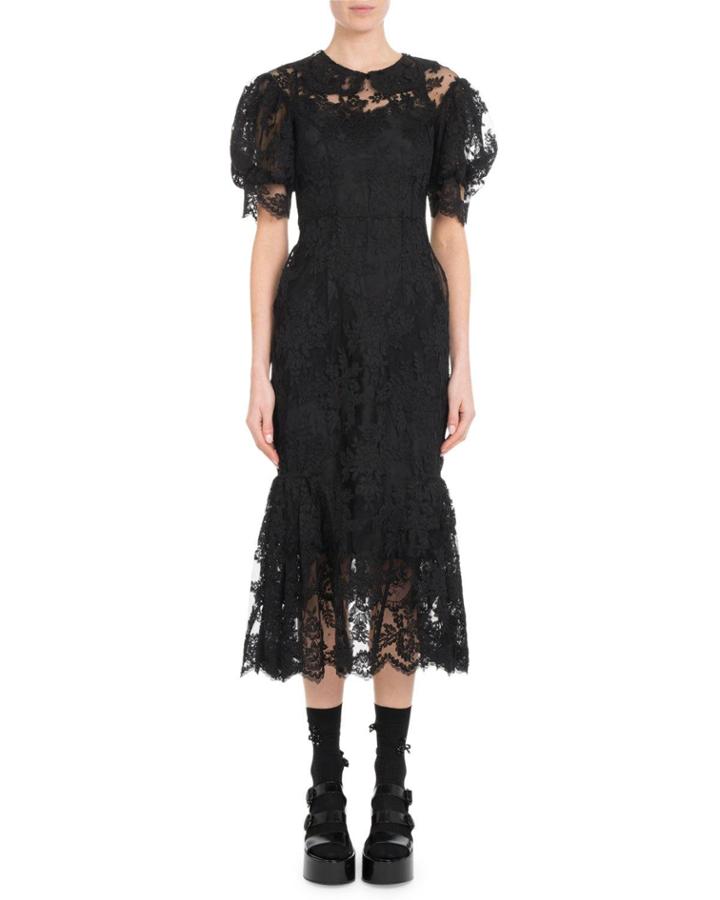 Short Puff-sleeve Tulip Lace