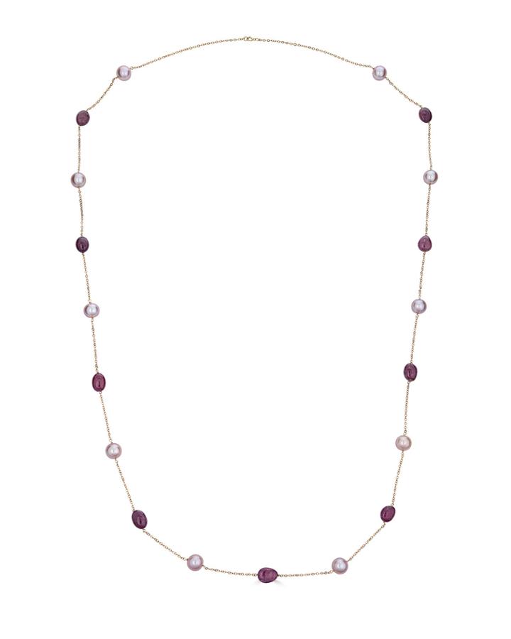 Modern Chic Pink Kasumiga Pearl & Pink Sapphire Necklace