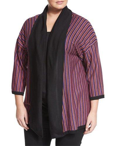 Striped Relaxed-fit 3/4-sleeve Jacket, Multi,