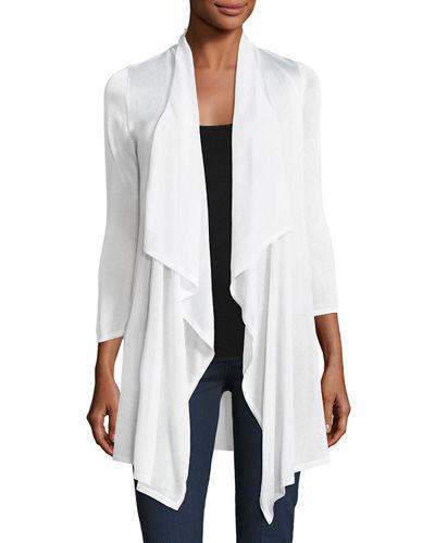 Draped Long Open Cardigan