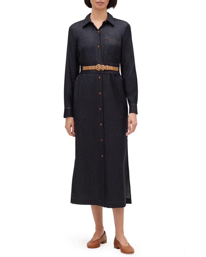 Madra Mercantile Cloth Button-front Long-sleeve Belted Dress