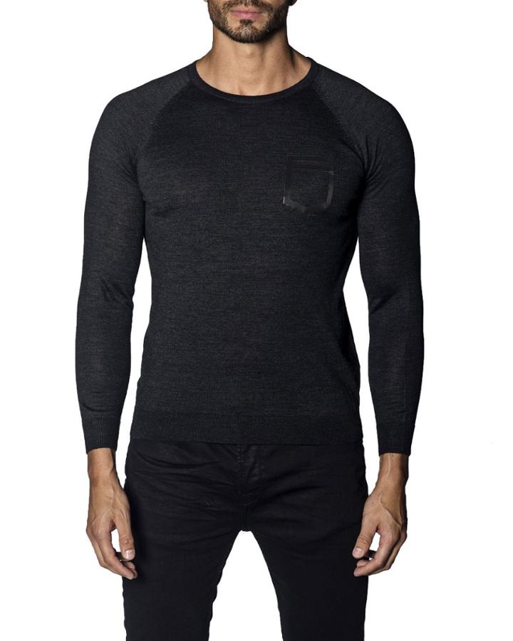 Men's Long-sleeve Wool-blend Sweater, Charcoal