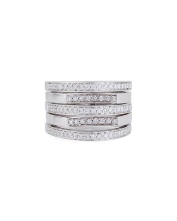 18k White Gold Stacked Diamond Ring,
