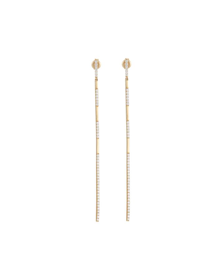 Large Expose 14k Gold Diamond Bar Earrings