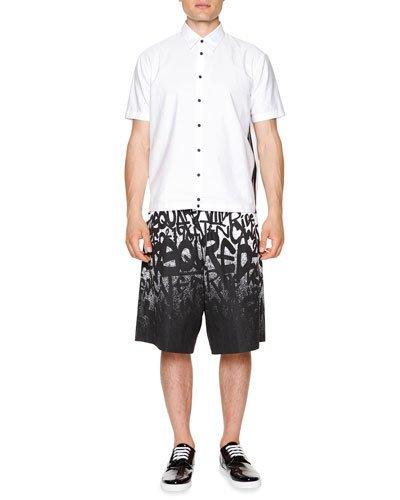 Short-sleeve Shirt With Mesh Panels, White
