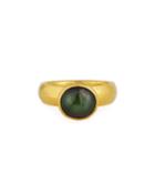 24k Green Cats Eye Tourmaline Ring,