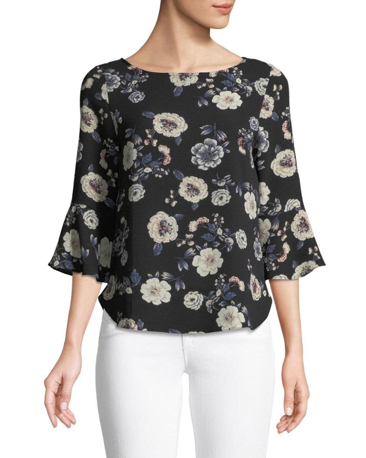 3/4 Bell Sleeve Floral Blouse