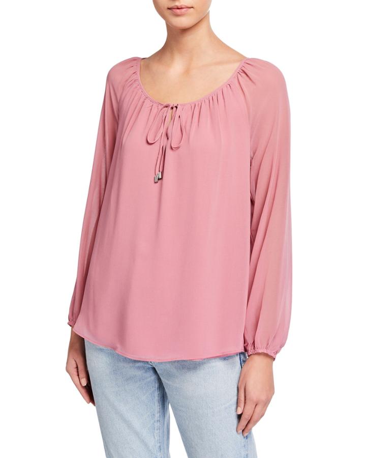 Long Sleeve Shirred Peasant Top