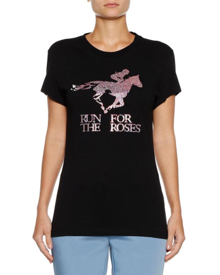Rhinestone-embellished Graphic Crewneck Tee
