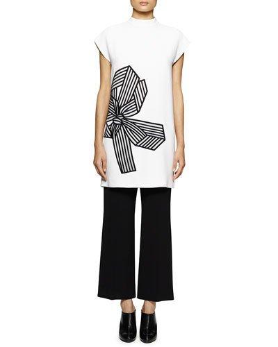 Bow-print Mock-neck Tunic/dress