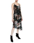 Asymmetric Velvet Floral-print