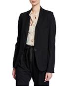 Chic Flannel Single-button Jacket