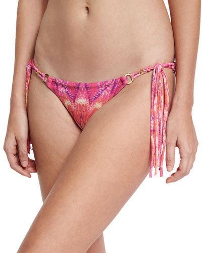 Island Fire Tie-side Reversible Swim Bottom, Pink Pattern