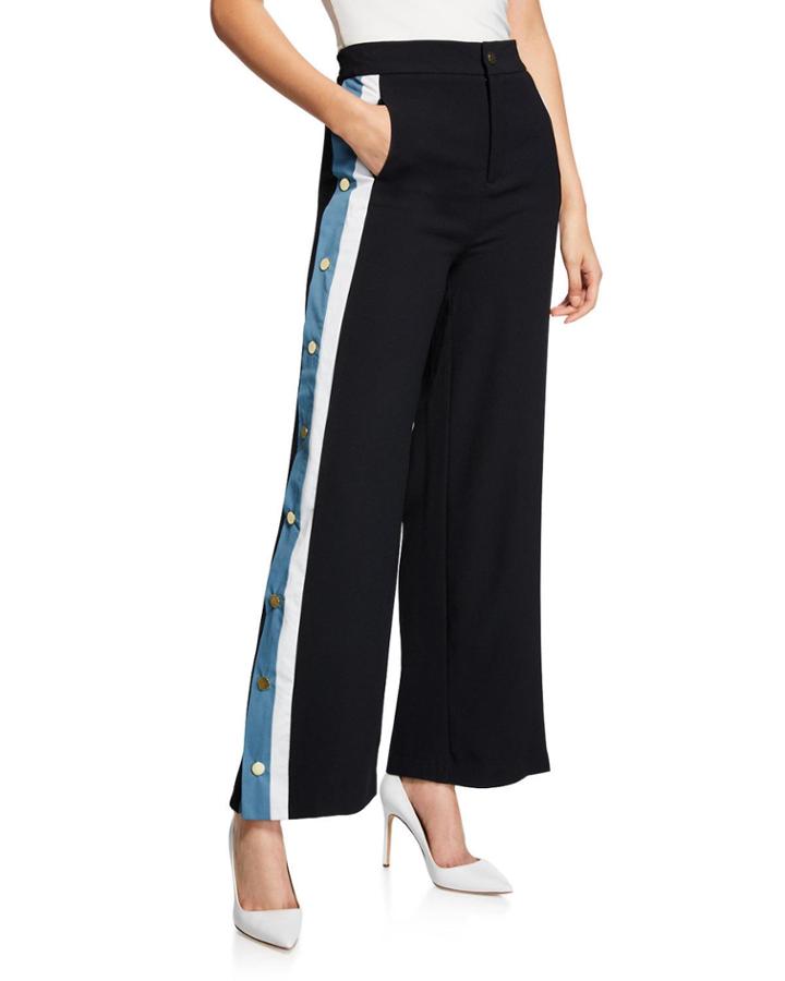 Side-snap Striped Track Pants