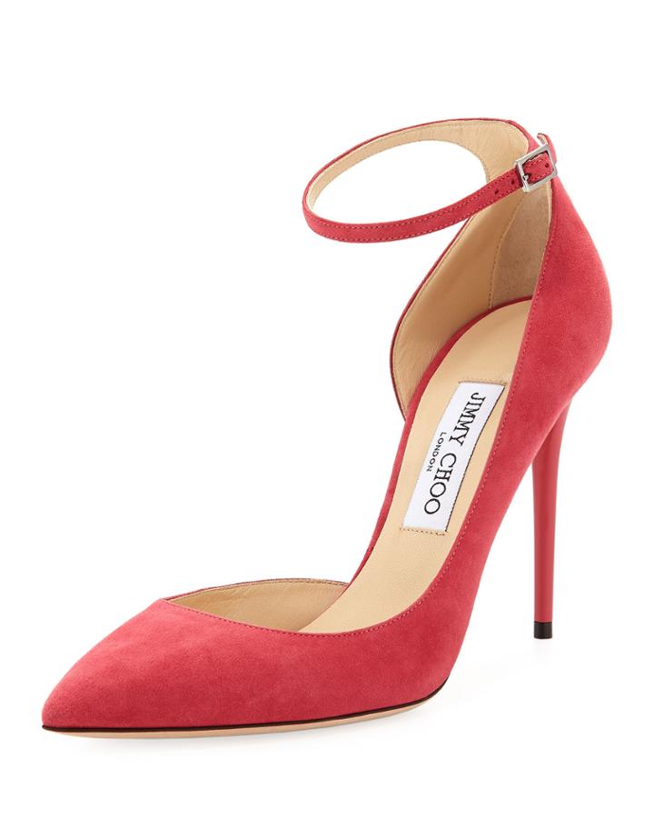 Lucy Suede Ankle-wrap D'orsay Pump